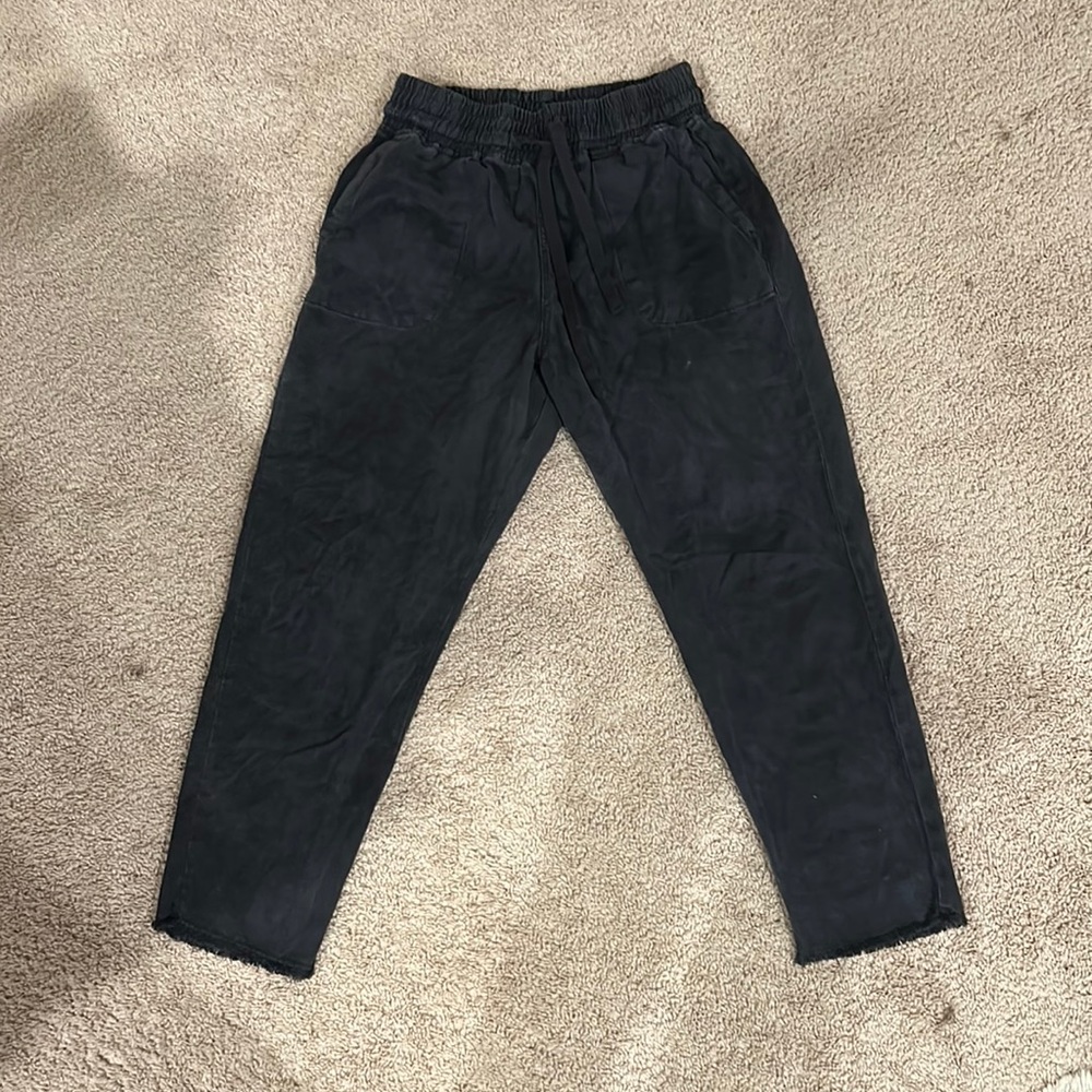Zara Gray Pants with Raw Hem and Adjustable Waist